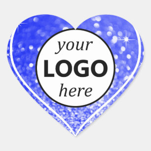 Logo Image Template Blue Glitter Sparkle Stars Heart Sticker