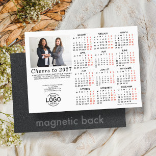 Logo Info Photo White Calendar 2027 Magnetic Card