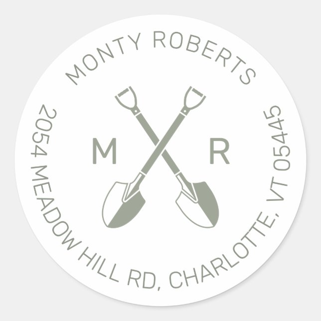 Logo Initials Green | Round Return Address Label (Front)