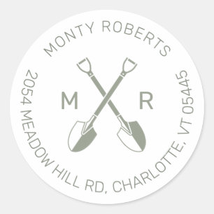 Logo Initials Green Round Return Address Label