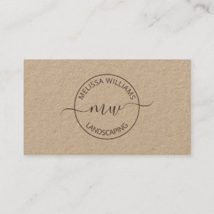 Logo Initials Kraft Business Card