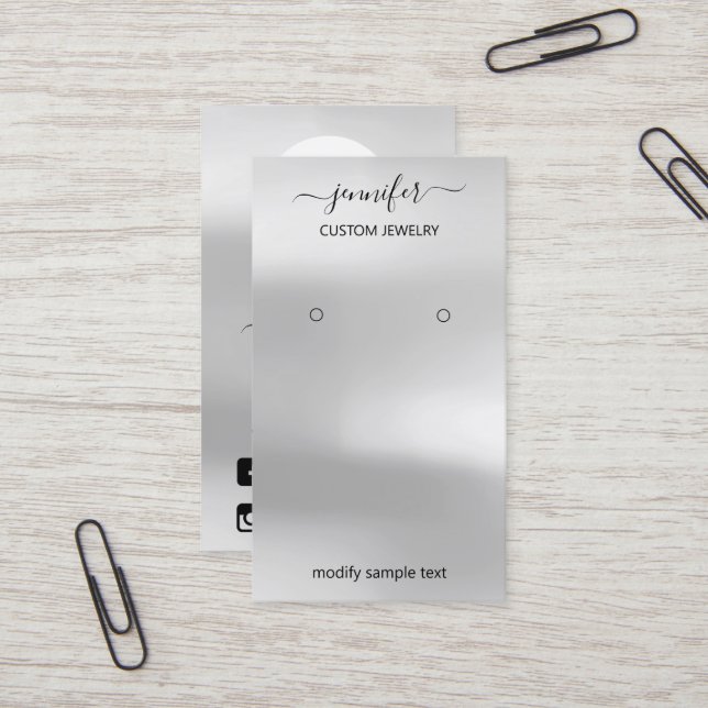 Logo Jewellery Card Social Media Silver Grey Grey (Front/Back In Situ)