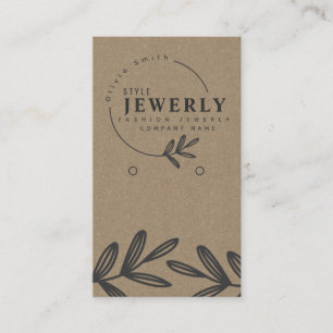 Logo Kraft Floral Leaf Earrings Display  Business Card