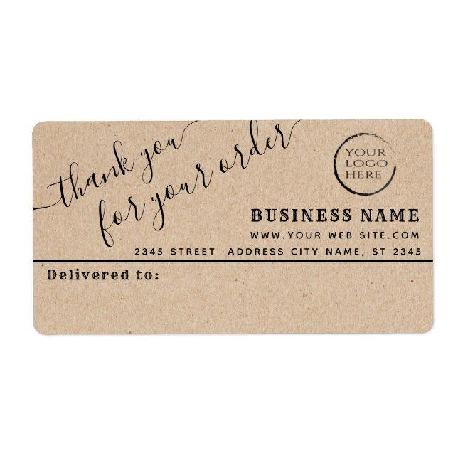 Logo Kraft simple thank you business mailing label (Front)