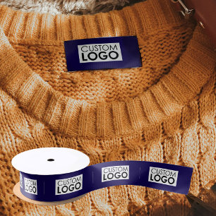 Logo Labels Clothing Tags Handmade Blue Sew On Satin Ribbon