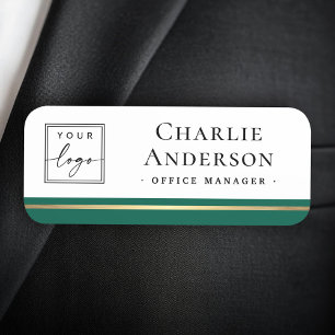 Logo large name title forest green border elegant tag