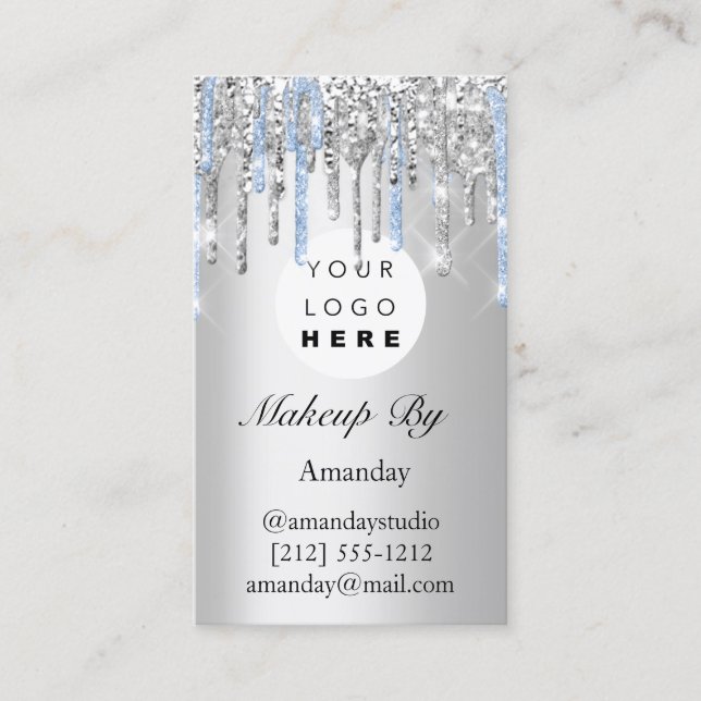 Logo Lashes Extension Makeup Artist Silver Business Card (Front)