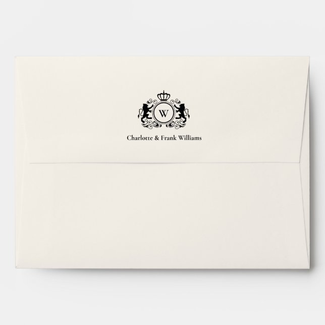 Logo Lion Monogram Elegant Beige Envelope (Back (Top Flap))