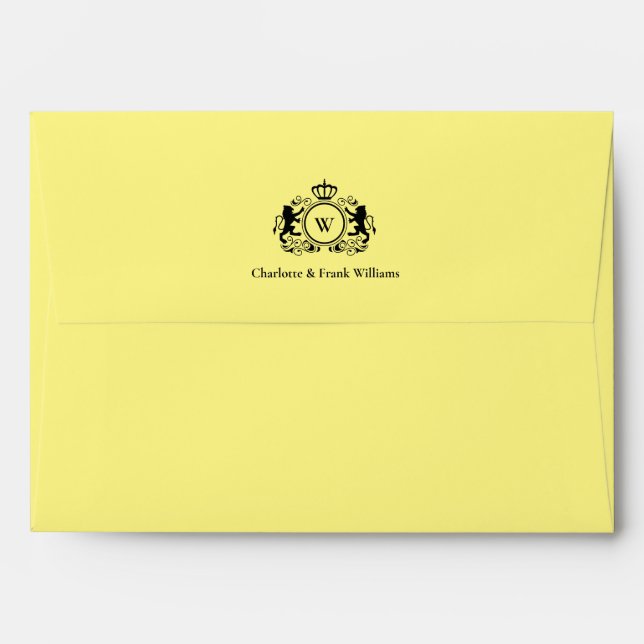 Logo Lion Monogram Elegant Yellow Envelope (Back (Top Flap))