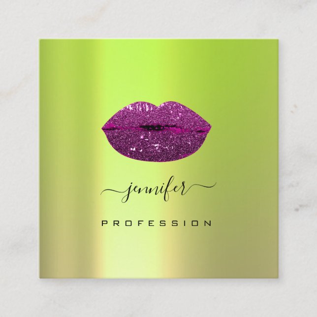 Logo lIps Greenery Violet Professional Makeup Square Business Card (Front)