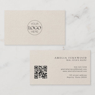 Logo Luxury Leather Real Estate QR Code Business Card