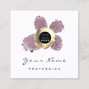 Logo Makeup Artist Hair Nails Floral Rose White Square Business Card