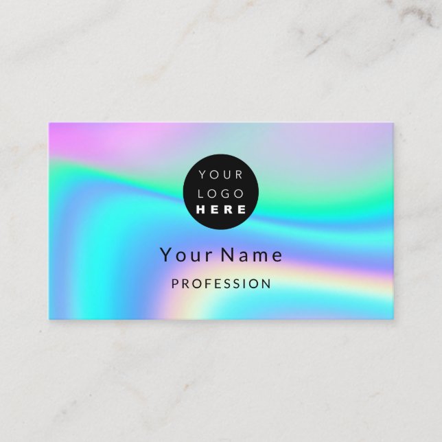 Logo Makeup Artist Hair Nails Holograph Pink Business Card (Front)