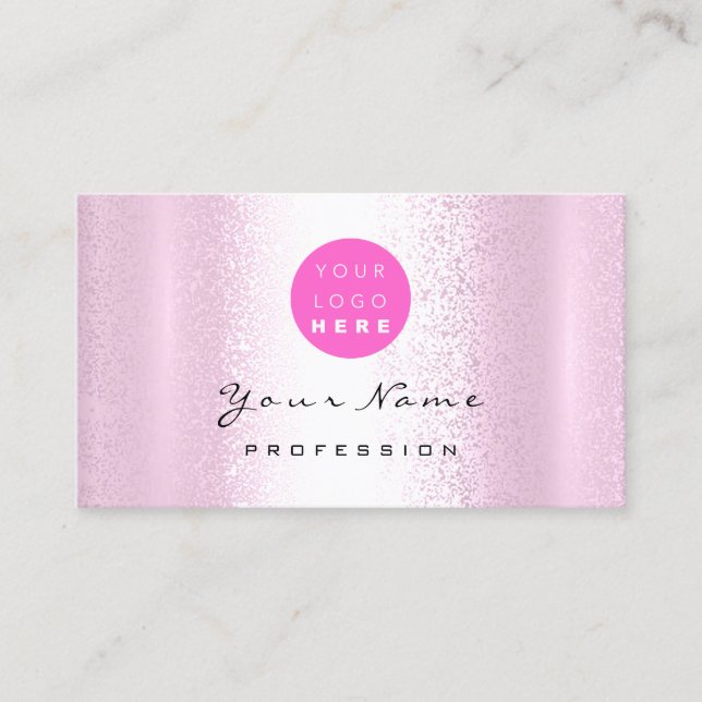 Logo Makeup Artist Hair Nails Professional Pink Business Card (Front)