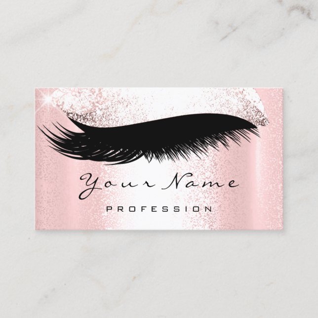 Logo Makeup Artist Professional Lux  Pink Lashes Business Card (Front)