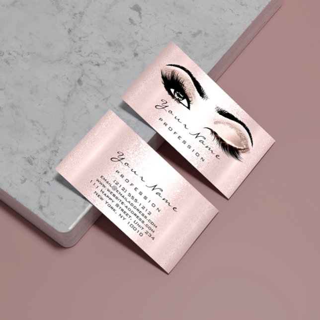 Logo Makeup Artist Professional Rose Pink  Lash Business Card (Logo Makeup Artist Professional Rose Pink Lash Business Card)