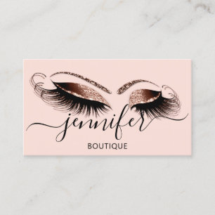 Logo Makeup Boutique Lash Studio Brow Rose Glitter Business Card
