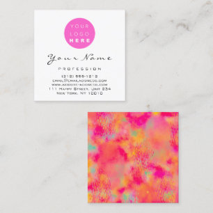 Logo Makeup Hair Nail Floral Pink Abstract Square Business Card