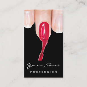 Logo Makeup Manicure Red Nails Rose Black Business Card