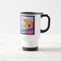 Logo Merch Mug, BrokeGranny, Flamingo & Hibiscus!