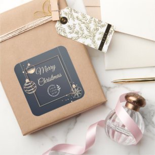 Logo Merry Christmas Holidays Corporate Modern Square Sticker