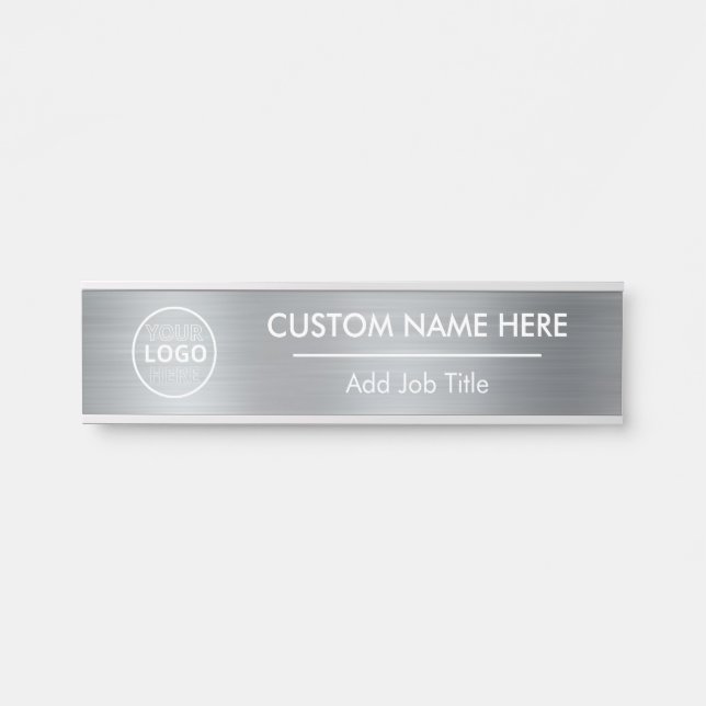 Logo Metallic Silver Employee Name Door Sign (Front)