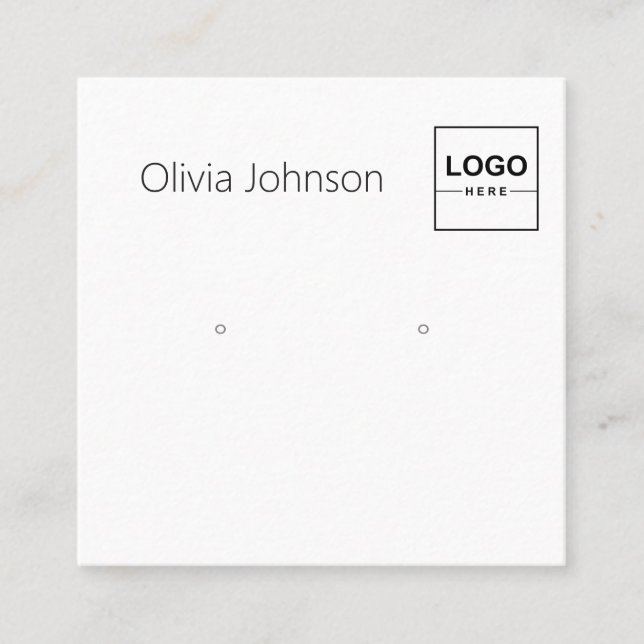 Logo Minimal Jewellery Earring Display Business Ca Square Business Card (Front)