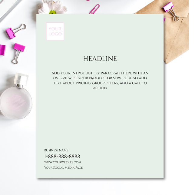 Logo Minimal Light Green Business Marketing Flyer (Creator Uploaded)