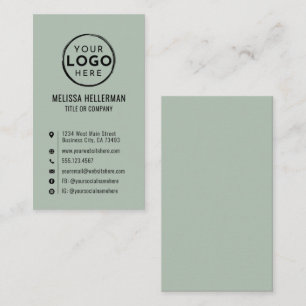 Logo Minimal Modern Vertical Sage Green Business Card