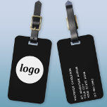 Logo Minimalist Black Business Luggage Tag<br><div class="desc">Simple logo design for your business.  Replace the logo and details with your own and change the background colour in the design tool to customise.  Ideal for as a promotional item to give to clients,  customers and employees,  and for business travel and trade shows.</div>
