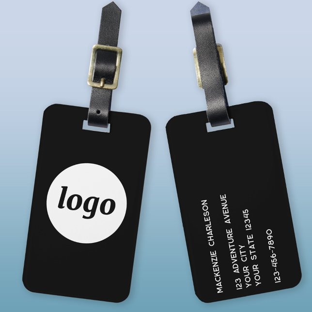 Logo Minimalist Black Business Luggage Tag (Logo business promotional luggage tag)