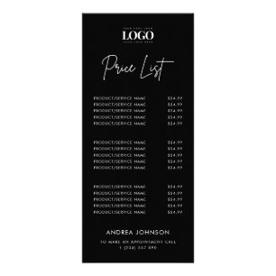 Logo Minimalist Black Script Services Price List   Rack Card