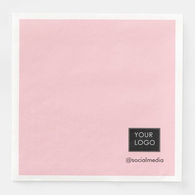 Logo Minimalist Company Business Branded Pink Napkin (Front)