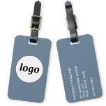 Logo Minimalist Dusty Blue Business Luggage Tag<br><div class="desc">Simple logo design for your business.  Replace the logo and details with your own and change the background colour in the design tool to customise.  Ideal for as a promotional item to give to clients,  customers and employees,  and for business travel and trade shows.</div>