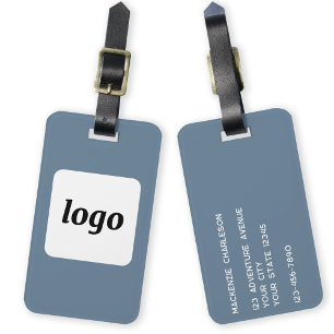 Logo Minimalist Dusty Blue Business Luggage Tag