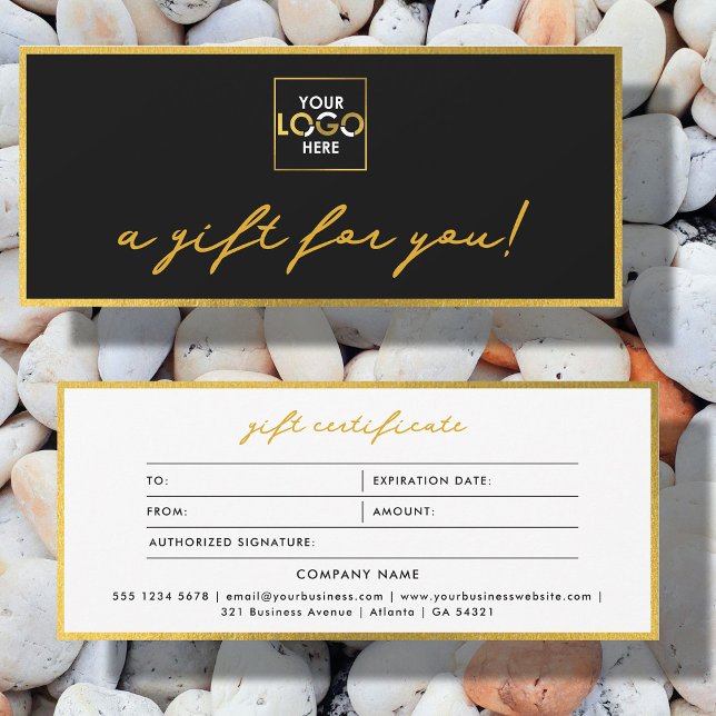 Logo Minimalist Gold & Black Gift Certificate (Logo Minimalist Gold & Black Gift Certificate)