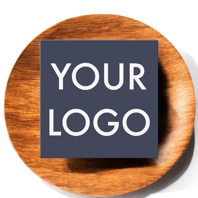 Logo Minimalist Modern Navy Blue Square Business Card (Creator Uploaded)