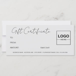Logo Minimalist Modern Silver Gift Certificate