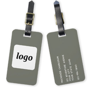 Logo Minimalist Sage Green Business Luggage Tag