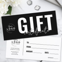 Logo Modern Black Business Gift Certificate