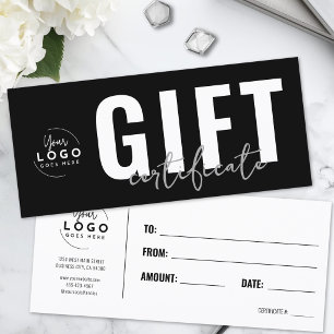 Logo Modern Black Business Gift Certificate
