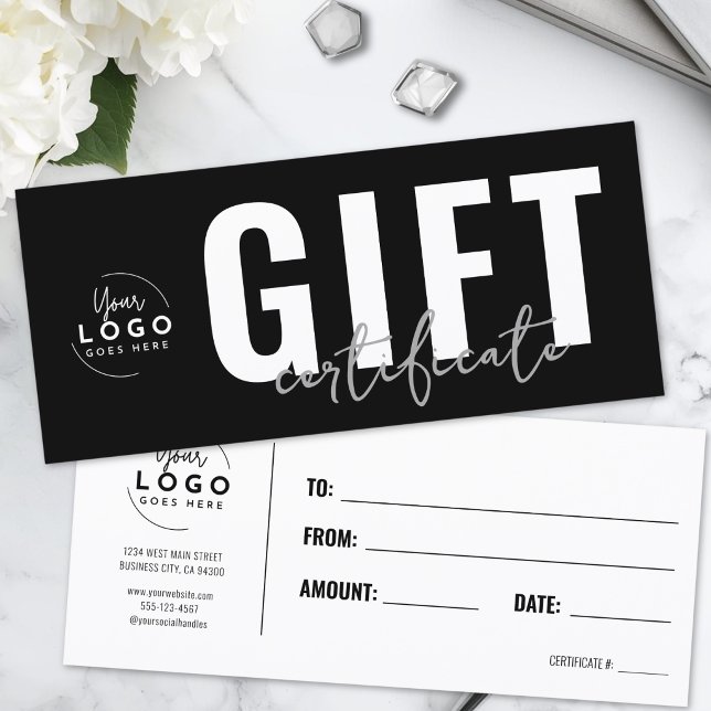 Logo Modern Black Business Gift Certificate (Logo Modern Black Business Gift Certificate)
