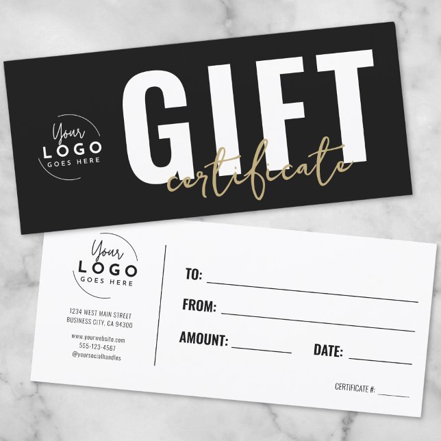 Logo Modern Black Gold Business Gift Certificate (Logo Modern Black Gold Business Gift Certificate)