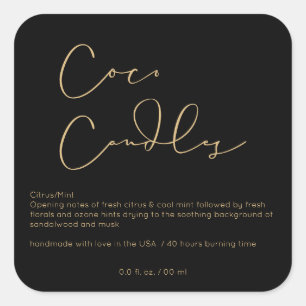 Logo Modern Black Product Candle Label