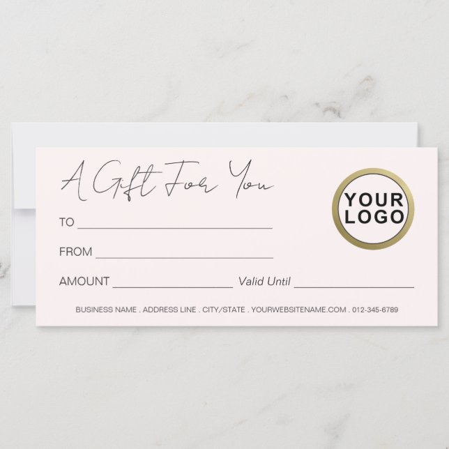Logo Modern Elegant  |  Pink Gift Certificate (Front)