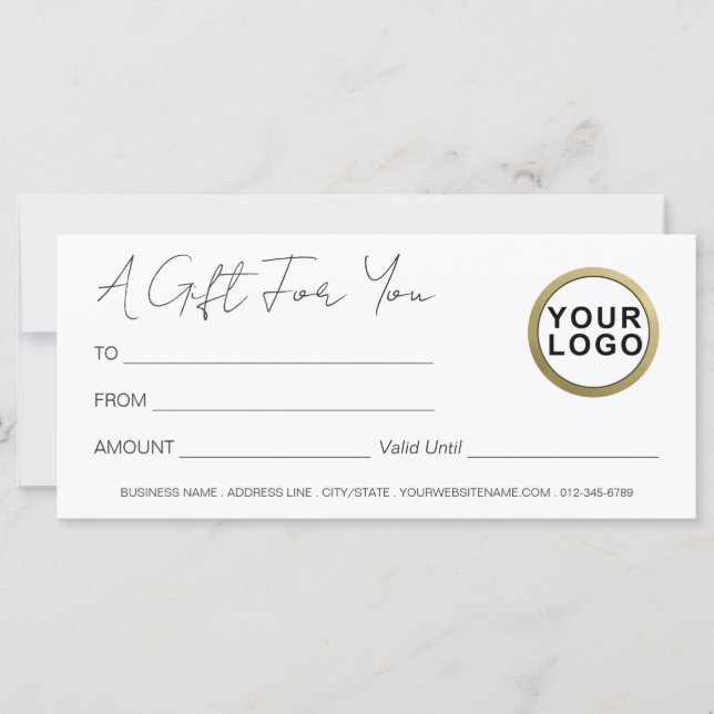 Logo Modern Elegant  |  White Gift Certificate (Front)