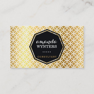 LOGO modern geo circle pattern gold foil octagon Business Card