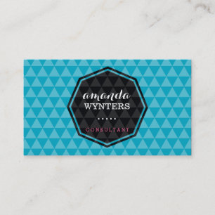 LOGO modern geo pattern emblem octagon turquoise Business Card