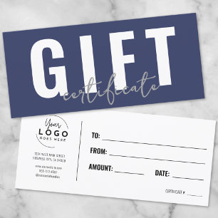 Logo Modern Script Blue Business Gift Certificate