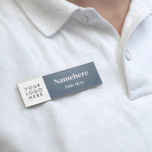 Logo Modern Simple Clean Dust Blue Magnet Title Name Tag